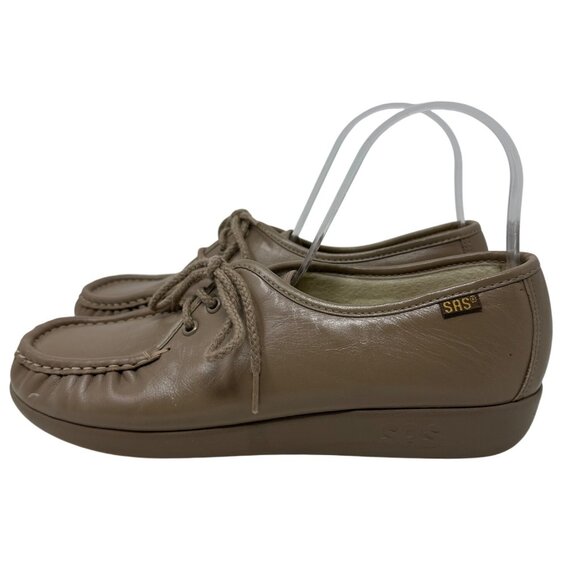 SAS Womens Leather Comfort Lace-Up Loafers Taupe Size 10M - Picture 5 of 14